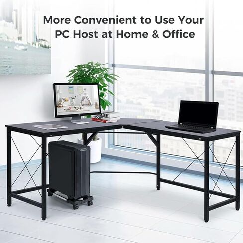 Mobile CPU Stand,Adjustable Mobile CPU Stand with 4 Rolling Caster Wheels,Pc Floor Riser Stand,Computer Tower Stand Fits Most PC Under Desk - Black in Saudi Arabia