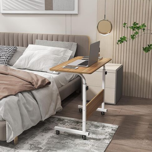 SogesHome 23.6inches Adjustable Mobile Bed Table Portable Laptop Computer Stand Desks Cart Tray, Black in Saudi Arabia