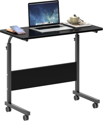 SogesHome 23.6inches Adjustable Mobile Bed Table Portable Laptop Computer Stand Desks Cart Tray, Black in Saudi Arabia