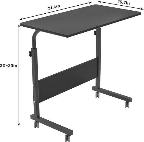 SogesHome 23.6inches Adjustable Mobile Bed Table Portable Laptop Computer Stand Desks Cart Tray, Black in Saudi Arabia
