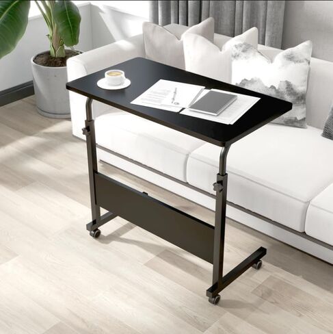 SogesHome 23.6inches Adjustable Mobile Bed Table Portable Laptop Computer Stand Desks Cart Tray, Black in Saudi Arabia