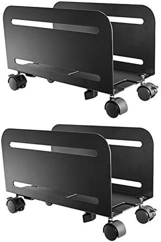 Mount Plus MP-CPB-4 Single Black Computer Tower Desktop ATX-Case, CPU Steel Rolling Stand, Adjustable Mobile Cart Holder with Locking Caster Wheels (1 Pack Cart) in Kuwait