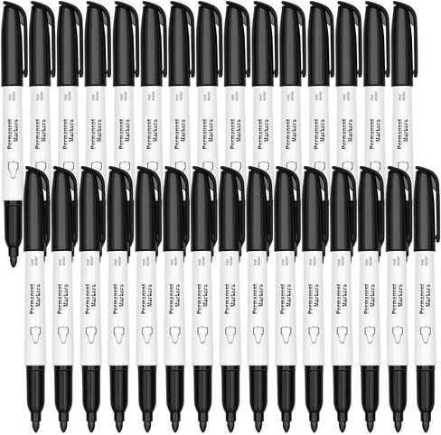 قلم تحديد دائم، مجموعة أقلام تحديد دائمة ذات طرف رفيع باللون الأسود لكتابة علامات الخربشة، عدد 30 in Kuwait