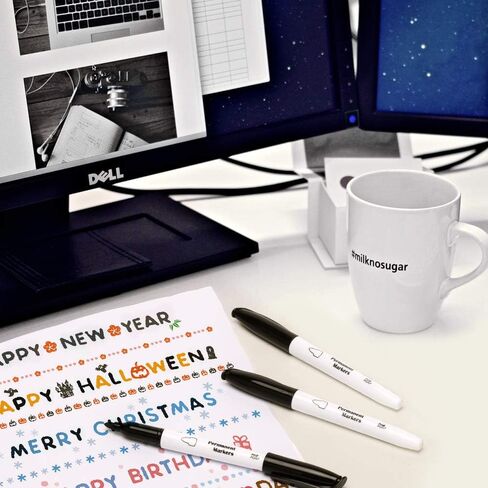 قلم تحديد دائم، مجموعة أقلام تحديد دائمة ذات طرف رفيع باللون الأسود لكتابة علامات الخربشة، عدد 30 in Kuwait