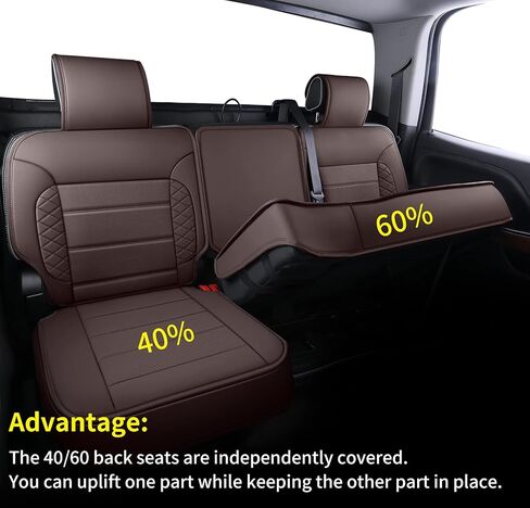 LUCKYMAN CLUB D04-S2-3 Silverado Seat Covers, Fit for 2007-2013 Chevy Silverado GMC Sierra 1500 2007-2014 2500/3500 HD Crew Cab with Water Proof Faux Leather(Full Set, Black) in Saudi Arabia