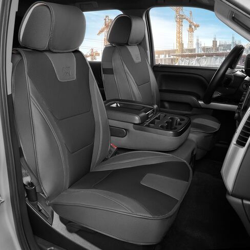 CAT® Edge Deluxe Car Seat Covers for Front Seats - Premium Brown Faux Leather Seat Covers for Cars with Universal Fit, Rugged Automotive Seat Covers for Trucks, Interior Seat Covers for SUV in Saudi Arabia