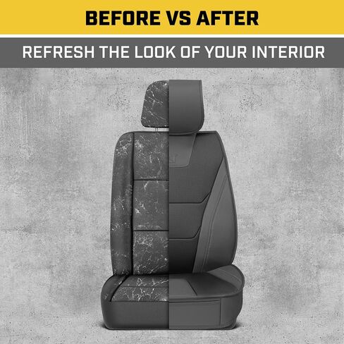 CAT® Edge Deluxe Car Seat Covers for Front Seats - Premium Brown Faux Leather Seat Covers for Cars with Universal Fit, Rugged Automotive Seat Covers for Trucks, Interior Seat Covers for SUV in Saudi Arabia