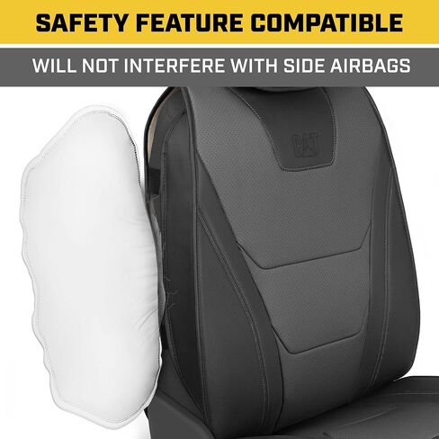 CAT® Edge Deluxe Car Seat Covers for Front Seats - Premium Brown Faux Leather Seat Covers for Cars with Universal Fit, Rugged Automotive Seat Covers for Trucks, Interior Seat Covers for SUV in Saudi Arabia