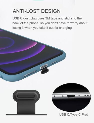 Gavemi USB C Dust Plug, for Phone USB Type C Port Dust Cover Cap, 2 Pack (Black) in Kuwait