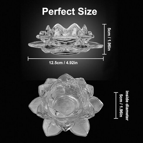 MerryNine 10 قطع من حوامل الشموع النذرية، طبق شموع زهرة اللوتس الشفاف، حامل شموع تيلايت لديكور الزفاف، حاملات شموع زجاجية كبيرة لقطعة الطاولة المركزية، وحفلة عيد الميلاد، وديكور المنزل in Kuwait