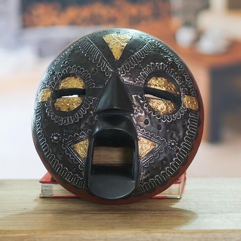 NOVICA Handcrafted Ghanaian Wood Wall Mask with Aluminum and Brass Accents, Beautiful Soul' in Saudi Arabia