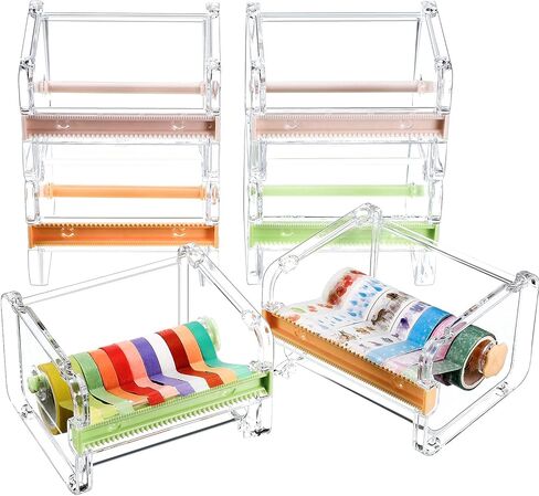 Outus 6 Pieces Transparent Visible Washi Tape Dispenser Multi Masking Tape Cutter Roll Tape Holder Organizer Desktop Office Tape Holder DIY Sticker Roll Tape Cutter Holder Storage Tape Cutting in Saudi Arabia
