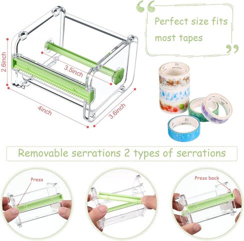 Outus 6 Pieces Transparent Visible Washi Tape Dispenser Multi Masking Tape Cutter Roll Tape Holder Organizer Desktop Office Tape Holder DIY Sticker Roll Tape Cutter Holder Storage Tape Cutting in Saudi Arabia