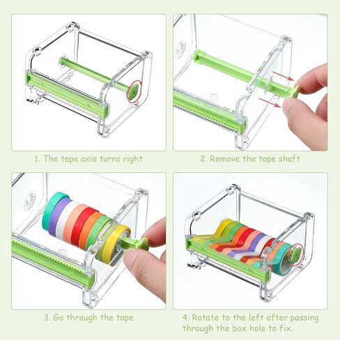 Outus 6 Pieces Transparent Visible Washi Tape Dispenser Multi Masking Tape Cutter Roll Tape Holder Organizer Desktop Office Tape Holder DIY Sticker Roll Tape Cutter Holder Storage Tape Cutting in Saudi Arabia
