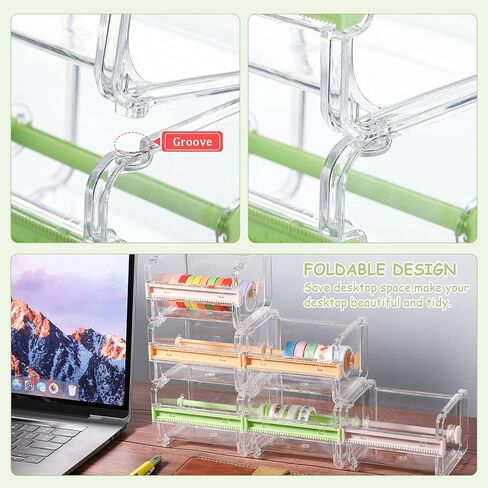 Outus 6 Pieces Transparent Visible Washi Tape Dispenser Multi Masking Tape Cutter Roll Tape Holder Organizer Desktop Office Tape Holder DIY Sticker Roll Tape Cutter Holder Storage Tape Cutting in Saudi Arabia