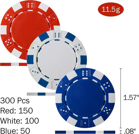 مجموعة شرائح البوكر لتكساس هولدم، والبلاك جاك، والمقامرة مع حقيبة حمل، وبطاقات، وأزرار، ورقائق كازينو على طراز النرد (11.5 جرام) من Trademark Poker in Kuwait