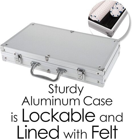 مجموعة شرائح البوكر لتكساس هولدم، والبلاك جاك، والمقامرة مع حقيبة حمل، وبطاقات، وأزرار، ورقائق كازينو على طراز النرد (11.5 جرام) من Trademark Poker in Kuwait