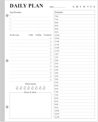 ZGMJ Daily Planner Refill - A4 Appointment Planner Insect To Do List, 100 Sheets/200 Pages Planner and Lined Refill, 3 Hole Punched, 100 gsm White Paper, 8.5'' x 11'' in Kuwait