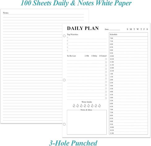 ZGMJ Daily Planner Refill - A4 Appointment Planner Insect To Do List, 100 Sheets/200 Pages Planner and Lined Refill, 3 Hole Punched, 100 gsm White Paper, 8.5'' x 11'' in Kuwait