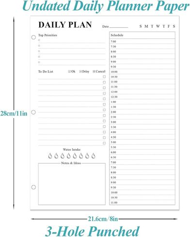 ZGMJ Daily Planner Refill - A4 Appointment Planner Insect To Do List, 100 Sheets/200 Pages Planner and Lined Refill, 3 Hole Punched, 100 gsm White Paper, 8.5'' x 11'' in Kuwait