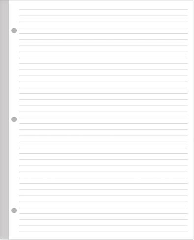 A4 Lined Refill Paper, 3-Hole Punched Ruled Filler Paper, 100Sheets / 200Pages Loose-Leaf Paper, 100gsm White Paper, 8.5'' x 11'' in Kuwait