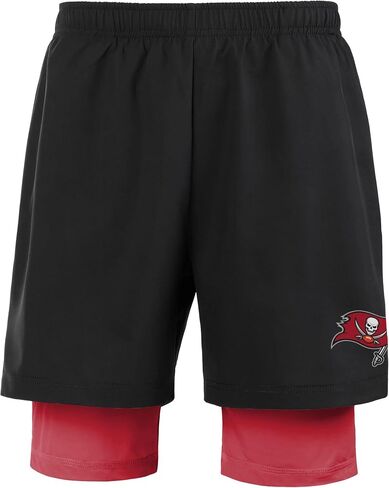 FOCO Men's NFL Team Logo 2 in 1 Athletic Gym Workout Performance Shorts with Lining in Saudi Arabia