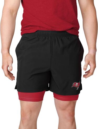 FOCO Men's NFL Team Logo 2 in 1 Athletic Gym Workout Performance Shorts with Lining in Saudi Arabia