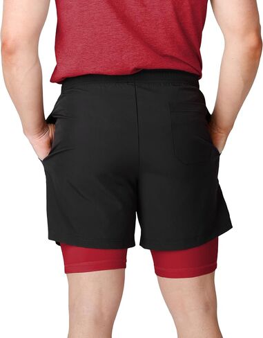 FOCO Men's NFL Team Logo 2 in 1 Athletic Gym Workout Performance Shorts with Lining in Saudi Arabia