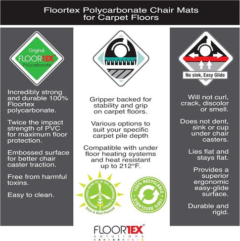 Ultimat Polycarbonate Rectangular Chair Mat for Carpets up to 1/2" - 48 x 60" in Saudi Arabia