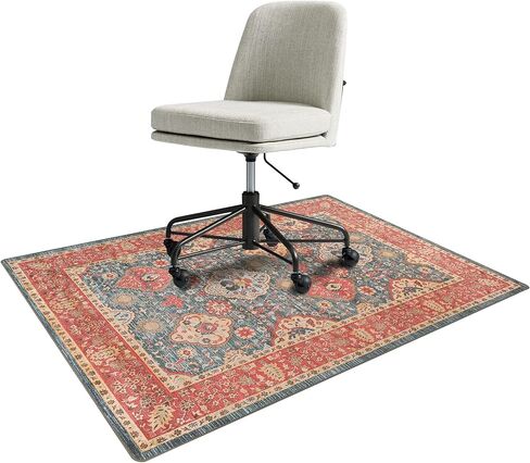 Topotdor Home Office Chair Mat for Hardwood Floor,35"×60" Vintage Rectangle Computer Rolling Chair Mat Anti-Slip Washable for Tile Floor Protector,Beige in Saudi Arabia