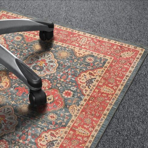 Topotdor Home Office Chair Mat for Hardwood Floor,35"×60" Vintage Rectangle Computer Rolling Chair Mat Anti-Slip Washable for Tile Floor Protector,Beige in Saudi Arabia
