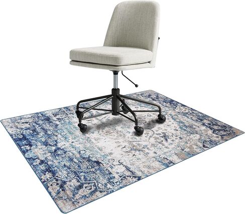 Topotdor Home Office Chair Mat for Hardwood Floor,35"×60" Vintage Rectangle Computer Rolling Chair Mat Anti-Slip Washable for Tile Floor Protector,Beige in Saudi Arabia