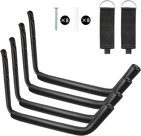 Heavy Duty Kayak Rack Wall Mount Hanger Garage Storage Hooks for Hanging Surfboard, Canoe, Bike, Wood, Chair, Ladder (4 Pack-15Inch) in Saudi Arabia