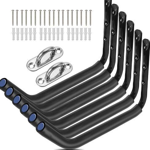 3-Hole Kayak Storage Rack, Kayak Wall Mount Garag Hooks for Hanging Surfboard, Paddleboards, Canoe, Ladder, Bicycle, Folding Chairs, Hose, Snowboard and Tools in Saudi Arabia