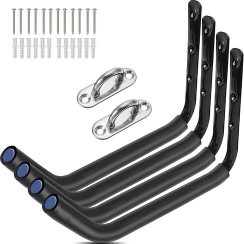 3-Hole Kayak Storage Rack, Kayak Wall Mount Garag Hooks for Hanging Surfboard, Paddleboards, Canoe, Ladder, Bicycle, Folding Chairs, Hose, Snowboard and Tools in Saudi Arabia