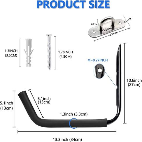 3-Hole Kayak Storage Rack, Kayak Wall Mount Garag Hooks for Hanging Surfboard, Paddleboards, Canoe, Ladder, Bicycle, Folding Chairs, Hose, Snowboard and Tools in Saudi Arabia