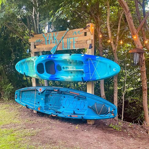3-Hole Kayak Storage Rack, Kayak Wall Mount Garag Hooks for Hanging Surfboard, Paddleboards, Canoe, Ladder, Bicycle, Folding Chairs, Hose, Snowboard and Tools in Saudi Arabia