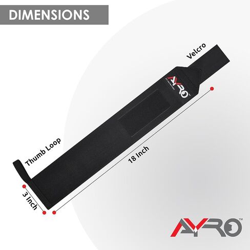 AYRO Wrist Wraps | Wrist Wraps for Weightlifting Men | Wrist Wrap | Wrist Brace for Working Out | Gym Wrist Wraps for Men, 18" Professional Wrist Support with High Duty Thumb Loop-Best Wrap in Saudi Arabia