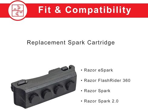 خرطوشة شرارة بديلة من AlveyTech - من أجل Razor eSpark، FlashRider 360، Spark Kick 1.0/2.0 سكوتر، انجراف كهربائي للأطفال، أجزاء فلاش خلفية، شرارة فرامل عجلات الدراجة، أجزاء الدراجة الترابية 1-4 عبوات in Kuwait