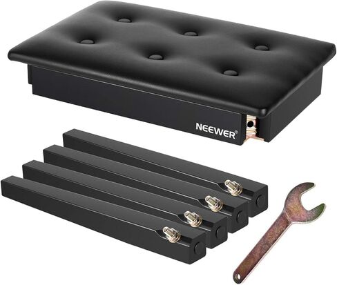 Neewer مقعد بيانو خشبي مع ورقة تخزين الموسيقى مقعد أسود منفرد وسادة من جلد البولي يوريثان، هيكل من الخشب الصلب الصلب DX10 in Kuwait