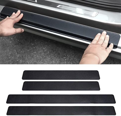Door Sill Protector Universal 4D Carbon Fiber Scuff Protective Door Threshold Guard Vinyl Sticker 4PCS in Saudi Arabia