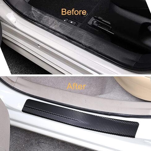 Door Sill Protector Universal 4D Carbon Fiber Scuff Protective Door Threshold Guard Vinyl Sticker 4PCS in Saudi Arabia