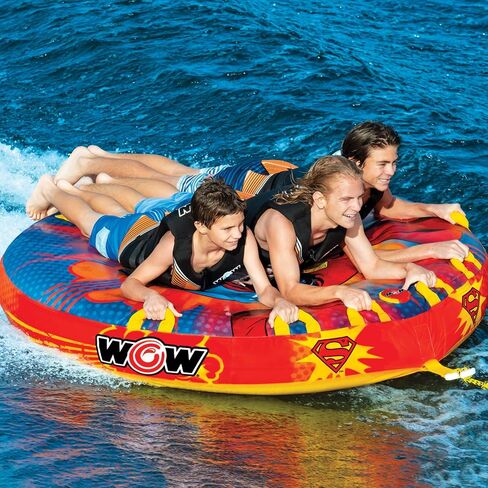 Wow Sports DC Comics Superman Towable, Soft Top Deck Tube, Towable Water Tube for 1-3 Riders in Saudi Arabia