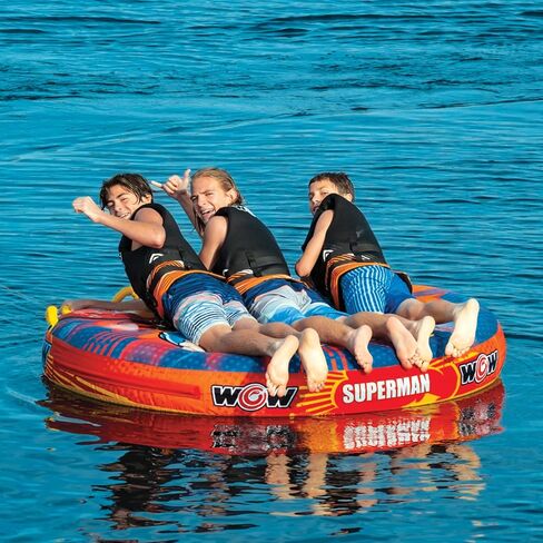 Wow Sports DC Comics Superman Towable, Soft Top Deck Tube, Towable Water Tube for 1-3 Riders in Saudi Arabia