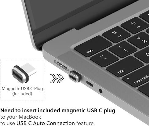حامل الكمبيوتر المحمول الرأسي TiltSnap لجهاز MacBook، اتصال Thunderbolt4 USB-C التلقائي، اتصال سلس بقاعدة الإرساء أو الشاشة، 40 جيجابت في الثانية، 100 واط PD (فضي، MacBook Pro 16 بوصة (M1/M2/M3)) in Kuwait