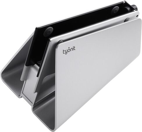 حامل الكمبيوتر المحمول الرأسي TiltSnap لجهاز MacBook، اتصال Thunderbolt4 USB-C التلقائي، اتصال سلس بقاعدة الإرساء أو الشاشة، 40 جيجابت في الثانية، 100 واط PD (فضي، MacBook Pro 16 بوصة (M1/M2/M3)) in Kuwait