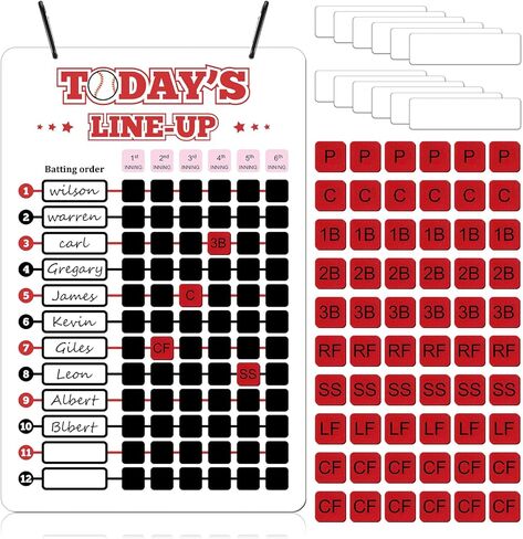 لوحة مخبأة مقاس 30.48 × 45.72 سم لتشكيلة خط البيسبول للمسح الجاف، لوحة تعليق من الألومنيوم المعدني لتدريب البيسبول، خطافين، 12 لوحة اسم و60 قطعة من حروف الموضع لفريق الرياضيين in Kuwait