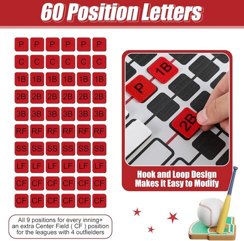 لوحة مخبأة مقاس 30.48 × 45.72 سم لتشكيلة خط البيسبول للمسح الجاف، لوحة تعليق من الألومنيوم المعدني لتدريب البيسبول، خطافين، 12 لوحة اسم و60 قطعة من حروف الموضع لفريق الرياضيين in Kuwait