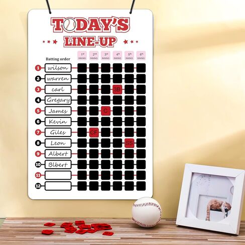 لوحة مخبأة مقاس 30.48 × 45.72 سم لتشكيلة خط البيسبول للمسح الجاف، لوحة تعليق من الألومنيوم المعدني لتدريب البيسبول، خطافين، 12 لوحة اسم و60 قطعة من حروف الموضع لفريق الرياضيين in Kuwait