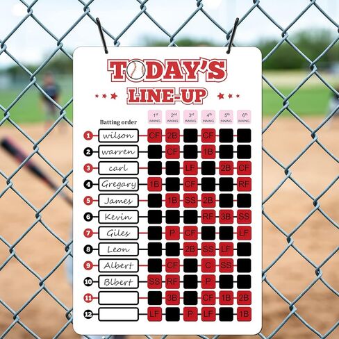 لوحة مخبأة مقاس 30.48 × 45.72 سم لتشكيلة خط البيسبول للمسح الجاف، لوحة تعليق من الألومنيوم المعدني لتدريب البيسبول، خطافين، 12 لوحة اسم و60 قطعة من حروف الموضع لفريق الرياضيين in Kuwait